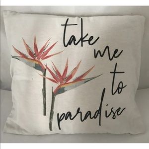 Indigo Chapters Throw Pillow Cover Cotton Floral White Paradise 16.5x18 Inches